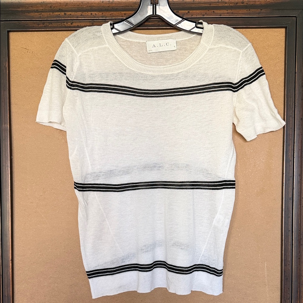 A.L.C. Short Sleeve White and Black Tee